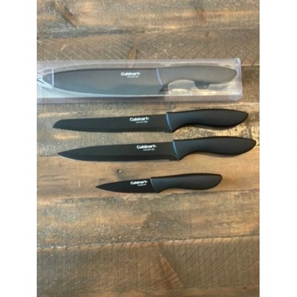 NEW Cuisinart Advantage Knifes Black 4pc Stainless Steel Nonstick C5512PB Modern